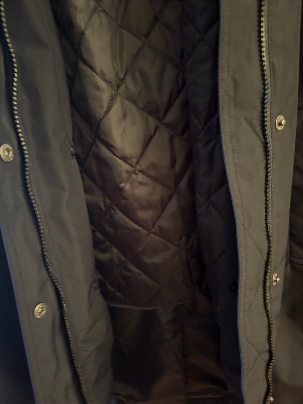 Lands' End Women’s Black Quilted-Lined Trench Coat with belt size large 14-16 - Picture 8 of 9